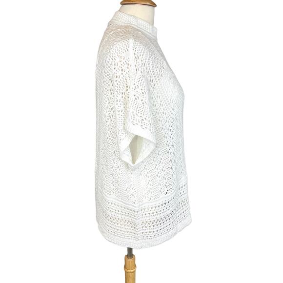 Topshop Women's S Open Knit Mock Neck Pointelle Oversize Boxy Sweater White - Picture 9 of 13